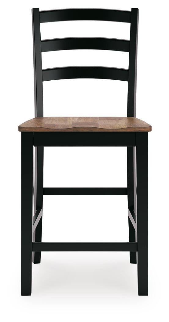 Wildenauer Brown/Black Counter Height Barstool, Set of 2 - D634-124