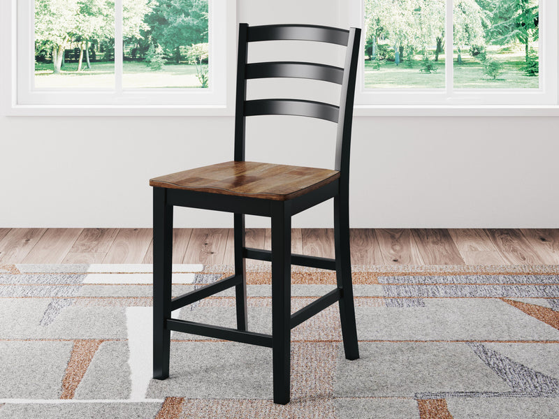 Wildenauer Brown/Black Counter Height Barstool (Set of 2) - D634-124X2