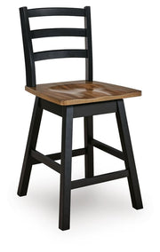 Wildenauer Brown/Black Counter Height Swivel Barstool, Set of 2 - D634-224