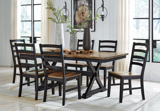 Wildenauer Brown/Black Dining Table and 6 Chairs - DMV FurnitureDining Room Set