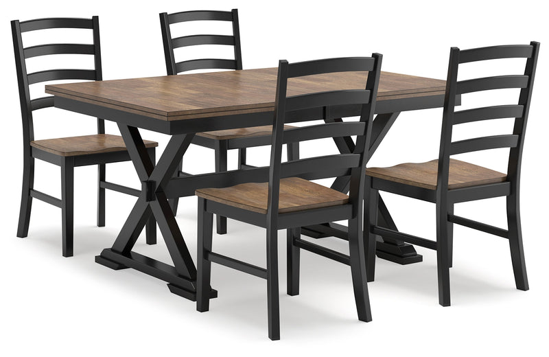 Wildenauer Dining Table and 4 Chairs in Brown/Black from Ashley - DMV Furniture