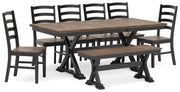 Wildenauer Dining Table and 6 Chairs and Bench in Brown/Black from Ashley - DMV Furniture
