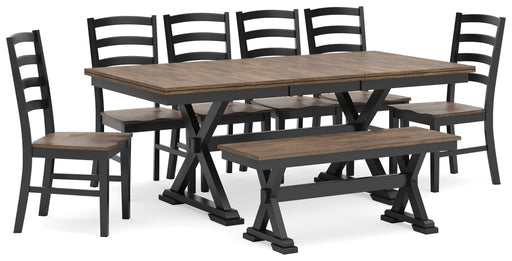 Wildenauer Dining Table and 6 Chairs and Bench in Brown/Black from Ashley - DMV Furniture