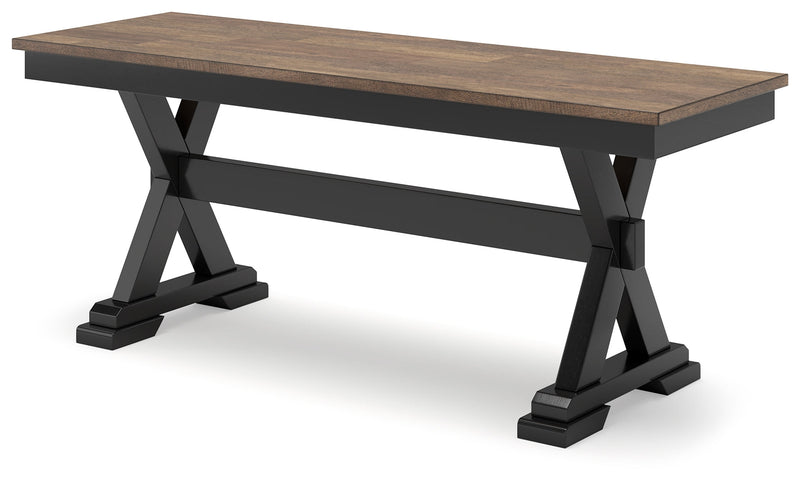 Wildenauer Dining Table and 6 Chairs and Bench in Brown/Black from Ashley - DMV Furniture