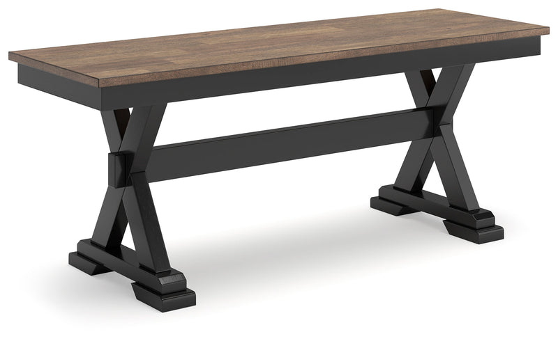 Wildenauer Dining Table and 6 Chairs and Bench in Brown/Black from Ashley - DMV Furniture