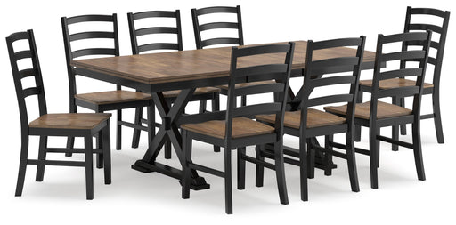 Wildenauer Dining Table and 8 Chairs in Brown/Black from Ashley - DMV Furniture