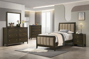 Wilkes 51-inch Upholstered Twin Bed Dark Cocoa - 224421T