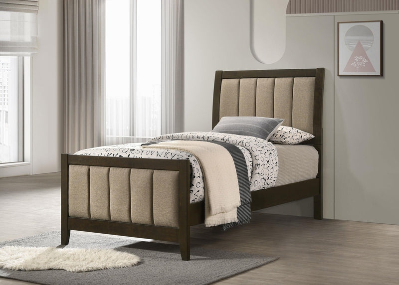 Wilkes 51-inch Upholstered Twin Bed Dark Cocoa - 224421T