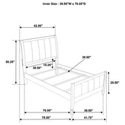 Wilkes 51-inch Upholstered Twin Bed Dark Cocoa - 224421T