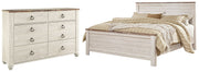 Willowton California King Panel Bed with Dresser in Whitewash from Ashley - DMV Furniture