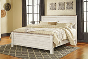 Willowton California King Panel Bed with Dresser in Whitewash from Ashley - DMV Furniture