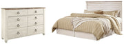 Willowton King/California King Panel Headboard Bed with Dresser in Whitewash from Ashley - DMV Furniture