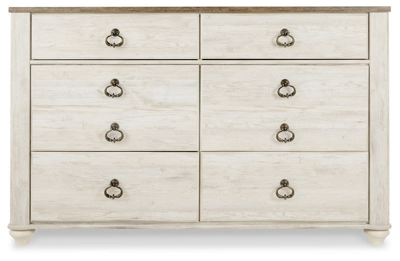 Willowton King Panel Bed with Dresser and Nightstand in Whitewash - PKG020111