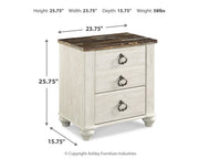 Willowton King Panel Bed with Dresser and Nightstand in Whitewash - PKG020111