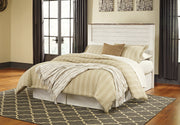 Willowton Queen/Full Panel Headboard Bed with Mirrored Dresser and Chest in Whitewash from Ashley - DMV Furniture