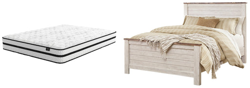 Willowton Queen Panel Bed with Mattress in Whitewash from Ashley - DMV Furniture