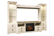 Willowton Whitewash 4 - Piece Entertainment Center with Electric Fireplace - DMV FurnitureEntertainment Center