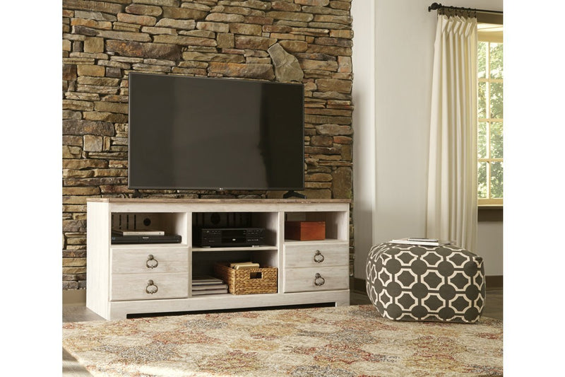 Willowton Whitewash 64" TV Stand - DMV FurnitureEntertainment Center