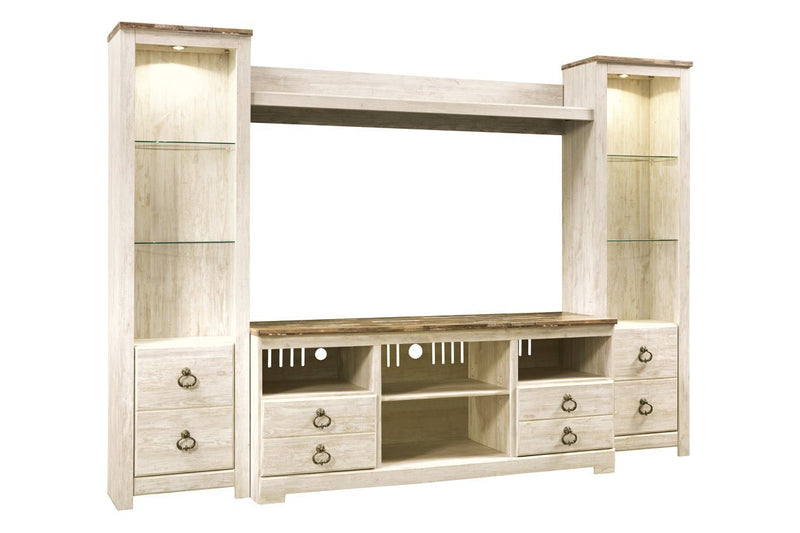 Willowton Whitewash Bridge - DMV FurnitureEntertainment Center