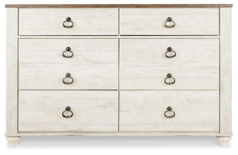 Willowton Whitewash Dresser and 2 Nightstands - B267B60