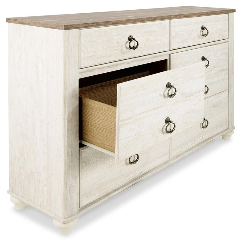 Willowton Whitewash Dresser and 2 Nightstands - B267B60