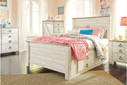 Willowton Whitewash Full Panel Bed with 2 Storage Drawers - DMV FurnitureFull Bed