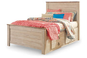Willowton Whitewash Full Panel Bed with 2 Storage Drawers - DMV FurnitureFull Bed