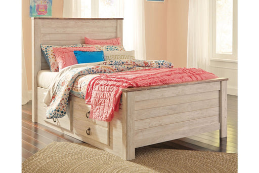 Willowton Whitewash Full Panel Bed with 2 Storage Drawers - DMV FurnitureFull Bed