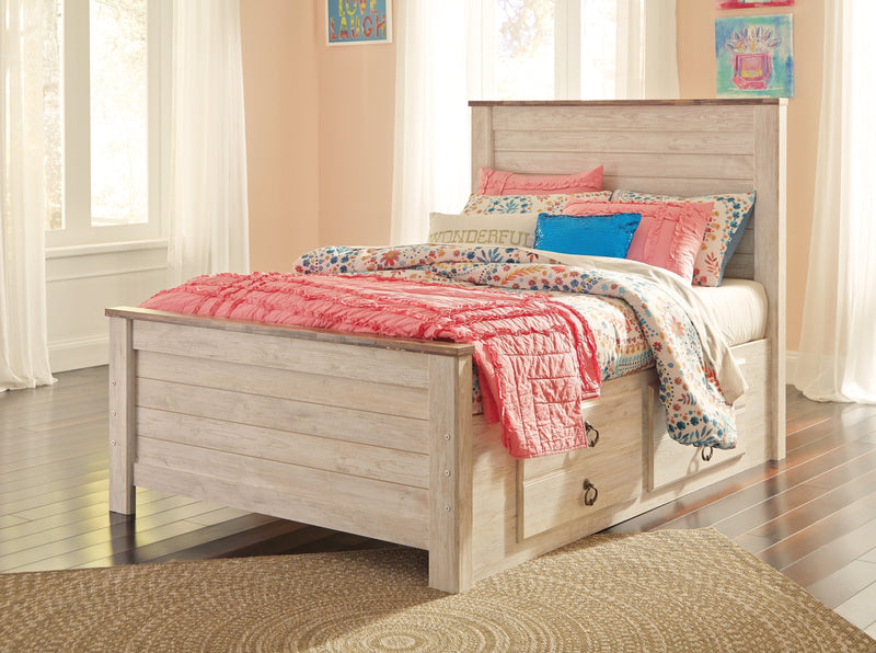 Willowton Whitewash Full Under Bed Storage Platform Bed - DMV FurnitureFull Bed