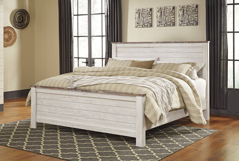 Willowton Whitewash King Panel Bed - DMV FurnitureKing Bed
