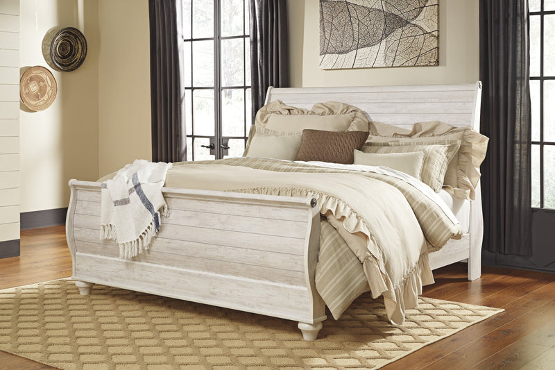 Willowton Whitewash King Sleigh Bed - DMV FurnitureKing Bed