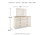 Willowton Whitewash Queen Bed, Dresser, Mirror and Chest - B267B58