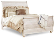 Willowton Whitewash Queen Sleigh Bed, Dresser and Chest - B267B63