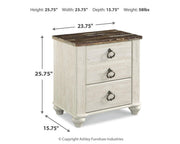 Willowton Whitewash Queen Sleigh Bed, Dresser and Nightstand - B267B59