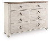 Willowton Whitewash Queen Sleigh Bed, Dresser and Nightstand - B267B59