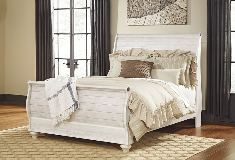Willowton Whitewash Queen Sleigh Bed - DMV FurnitureQueen Bed