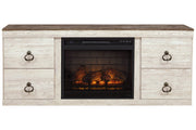 Willowton Whitewash TV Stand with Electric Fireplace - DMV FurnitureTV Stand