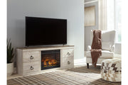 Willowton Whitewash TV Stand with Electric Fireplace - DMV FurnitureTV Stand