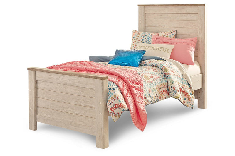 Willowton Whitewash Twin Panel Bed - DMV FurnitureTwin Bed