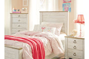 Willowton Whitewash Twin Panel Bed - DMV FurnitureTwin Bed