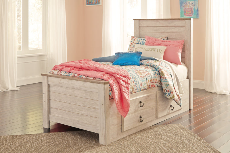 Willowton Whitewash Twin Under Bed Storage Platform Bed - DMV FurnitureTwin Bed