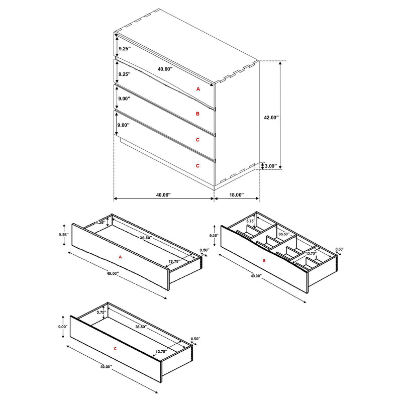 Winslow 4-drawer Bedroom Chest Smokey Walnut - 223255