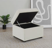 Winter Upholstered Hydraulic Lift Top Storage Ottoman Beige - 904134
