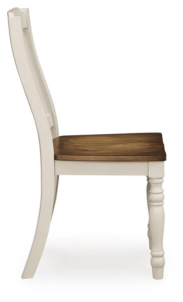 Wirloni Antique White/Brown Dining Chair, Set of 2 - PCD616-01