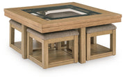 Wittenmyer Natural/Black Coffee Table with 4 Stools (Set of 5) - T794-20