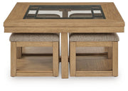 Wittenmyer Natural/Black Coffee Table with 4 Stools (Set of 5) - T794-20