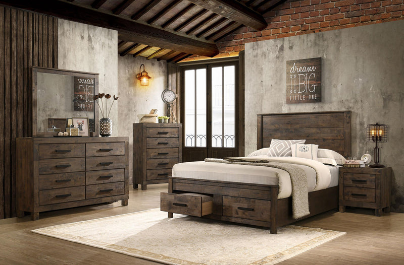 Woodmont California King Storage Bed Rustic Golden Brown - 222631KW