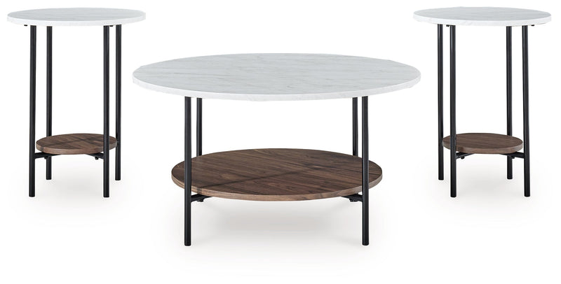 Wrenwich Brown/Black/White Table (Set of 3) - T167-13