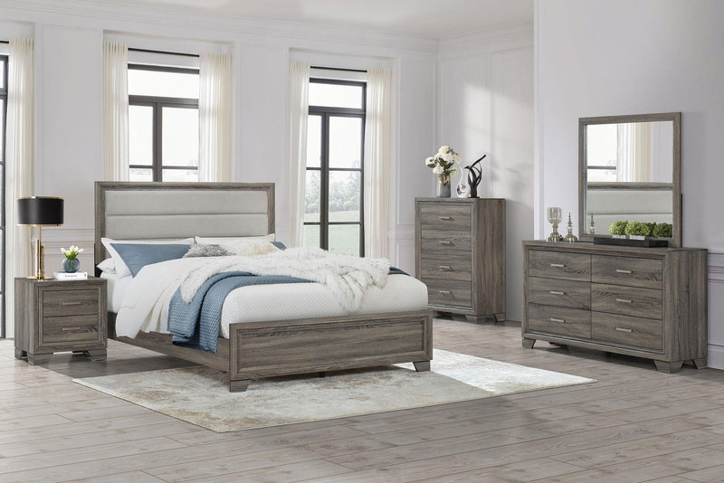 Wright 52-inch Upholstered Eastern King Bed Brown Oak - 223341KE