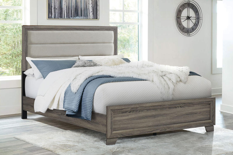 Wright 52-inch Upholstered Eastern King Bed Brown Oak - 223341KE